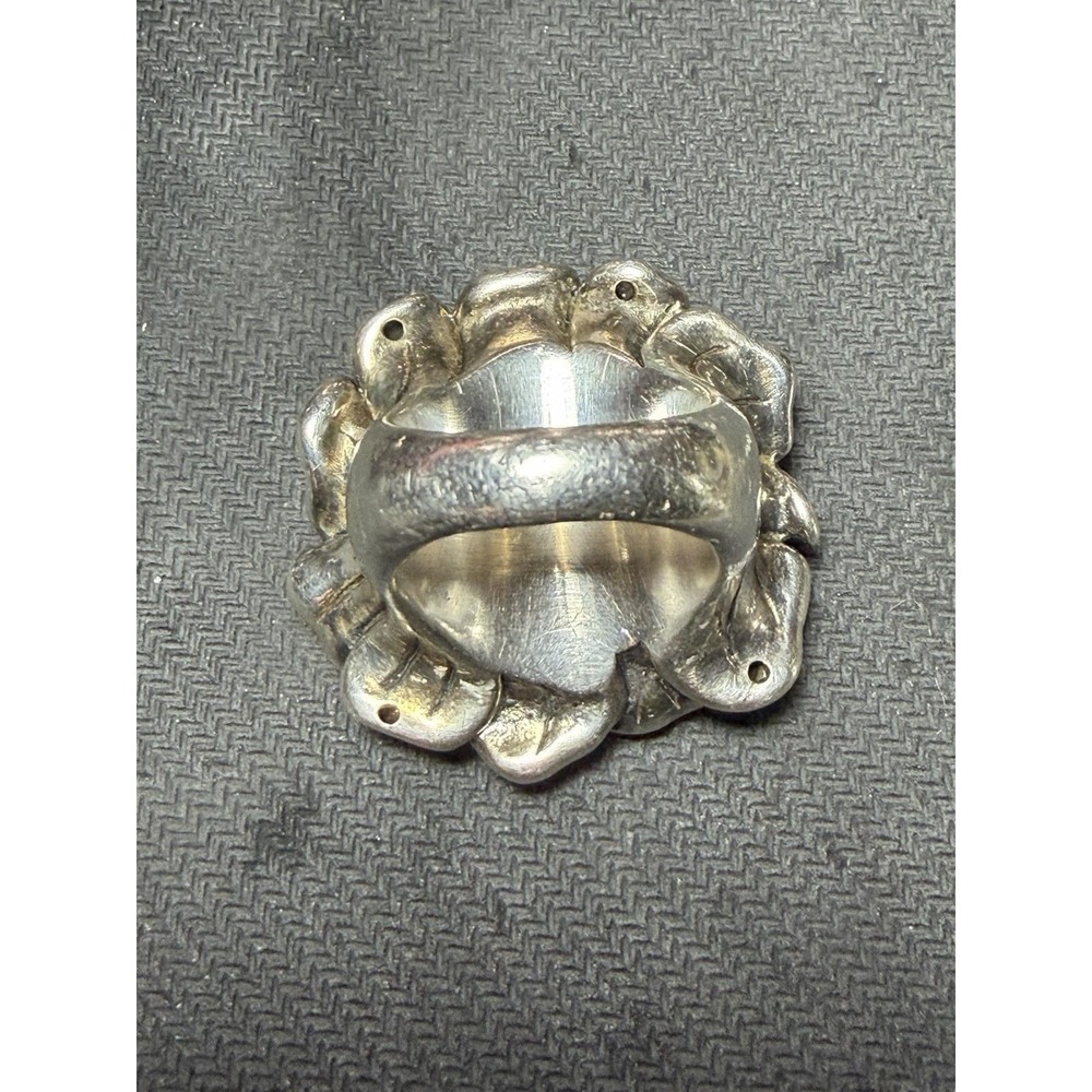Vintage 925 Thai Sterling Silver Marcasite Flower Statement Ring 12.1g - Picture 3 of 6